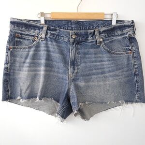 Gap Low Stride Jean Shorts Medium Blue Wash Cutoff 100% Cotton Plus Size 34 18R